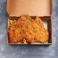 Preview: Schnitzelboxen aus Mikrowellpappe mit neutralem Motiv 28 x 17 x 6 cm 