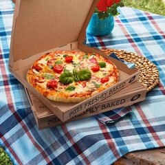 Preview: Pizzakarton aus Mikrowellpappe mit neutralem Motiv 33 x 33 x 4 cm 
