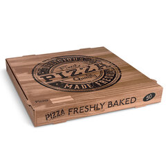 Pizzakarton aus Mikrowellpappe H4 mit neutralem Motiv für XXL Pizzen 50x50x5cm 