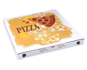 Pizzakarton aus Mikrowellpappe mit neutralem Motiv 34 x 34 x 3 cm 