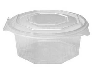 VEPATIM 10 Achteckbecher klar mit angehängtem Deckel 750 ml (PP)