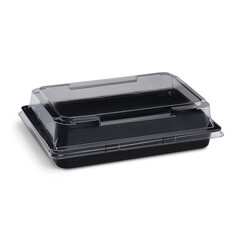 Sushi Schalen schwarz Set mit Deckel transparent PET 171 x 123 x 43 mm 
