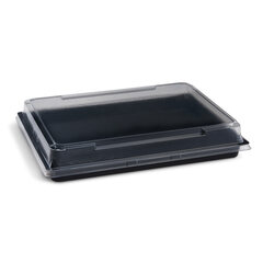 Sushi Schalen schwarz Set mit Deckel transparent PET 262 x 195 x 43 mm 