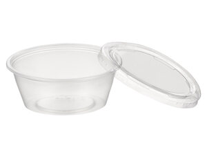 VEPATIM 100 Dressingbecher Saucenbecher 50ml transparent mit Deckel aus PP