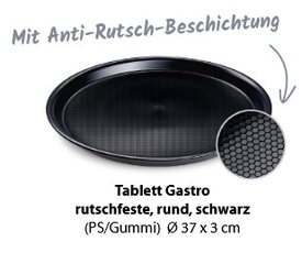 Preview: Gastro Serviertablett rutschfest rund schwarz Ø37 x 3 cm