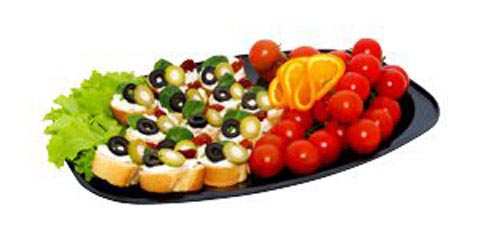 Preview: VEPATIM 2 Servierteller Party-Platte oval weiß 55 x 36 cm Größe XL 