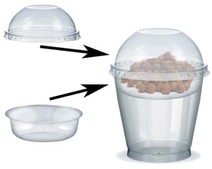 VEPATIM 800 Feinkostbecher für Salat Müsli Joghurt mit Einsatz + Deckel 250 ml