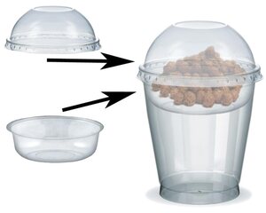 VEPATIM 100 Feinkostbecher für Salat Müsli Joghurt mit Einsatz + Deckel 300 ml