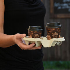 Preview: VEPATIM 100 Getränkehalter Tragetablett Becherhalter 2 Becher Coffee to Go 19x11cm 