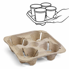 Getränkehalter Tragetablett Becherhalter 4 Becher Coffee to Go 21x21cm 