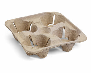 Preview: Getränkehalter Tragetablett Becherhalter 4 Becher Coffee to Go 21x21cm 