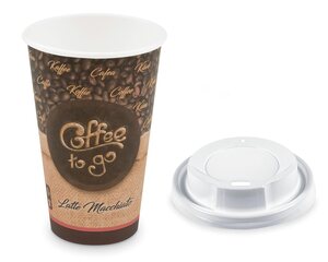 100x Kaffeebecher XL 'Coffee To Go' Latte Macch mit Trinkdeckel 400ml 510ml