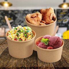 Preview: Papierbecher Feinkostbecher Eisbecher rund braun 750 ml Ø 11,5 cm 