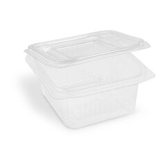 Rechteckbecher klar mit Deckel 500 ml (rPET) 