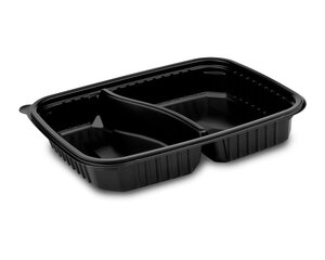 Mikrowellenschalen 2-geteilt - schwarz 'L' 1100 ml - 25x18,5x4 cm 