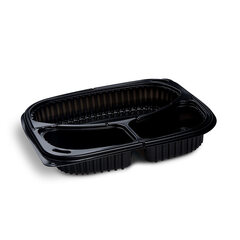 Mehrweg Menüschalen 3-geteilt 240 x 210 x 40 mm Mikrowellengeeignet schwarz 1000ml 