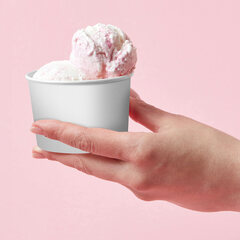 Preview: Eisbecher Papier braun weiß 125 250 ml Eislöffel Bambus Bio-Komposit