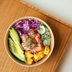 Preview: Salatschalen Feinkostschalen 750 1000 1300 ml braun Pappe Deckel rPET optional