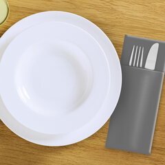 Preview: Servietten Bestecktaschen Premium 32 x 40 cm Airlaid grau 