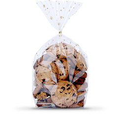 Preview: Kreuzbodenbeutel klar goldene Sterne Plätzchenbeutel Pralinen Gewürze 5 Größen