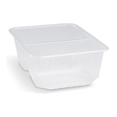 Rechteckschalen 2-geteilt 186x133mm 1000ml PP klar für heiße Speisen 