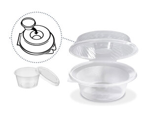 Preview: Salatschalen klar mit Dipfach im Domdeckel 4 Größen Dressingbecher Auswahl