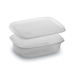 Rechteckbecher klar 125 ml mit Deckel PP tiefkühl- microwellengeeignet 