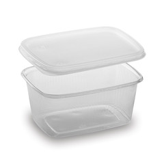 Rechteckbecher klar 250 ml mit Deckel PP tiefkühl- microwellengeeignet 