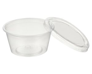 VEPATIM 100 Dressingbecher Saucenbecher 80ml transparent mit Deckel aus PP