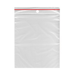 Druckverschlussbeutel 80 x 180 mm mit Lochung Farbstreifen für Brillen 