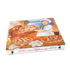 Pizzakarton aus Mikrowellpappe mit neutralem Motiv 32,5 x 32,5 x 3 cm 