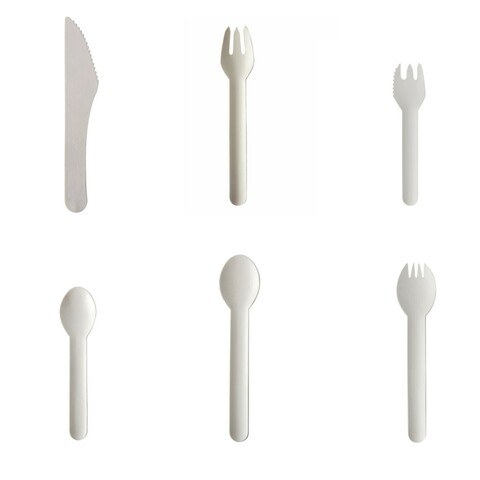 Einwegbesteck Papier pure geschmacksneutral Gabel Messer Löffel kompostierbar