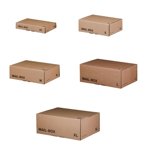 Versandkarton MAILBOX XS-XL Steckverschluss wiederverschließbar braun