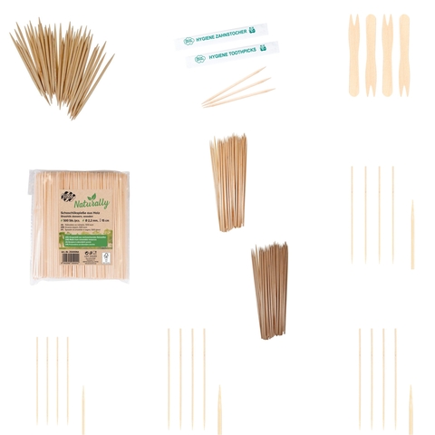 Zahnstocher Schaschlikspieße Holz Bambus Pommesgabeln Auswahl