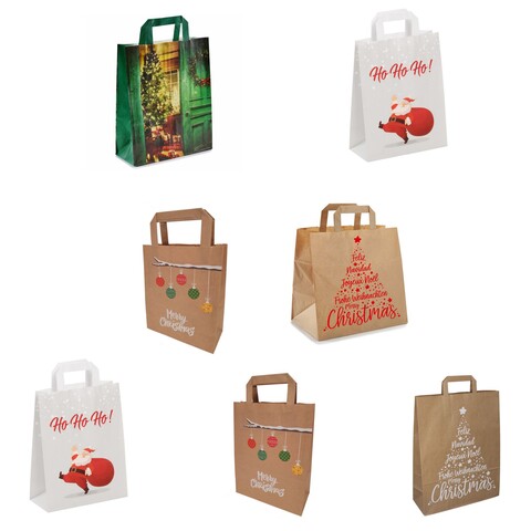 Papiertragetaschen Kraftpapier Weihnachten 4 Größen div Motive Auswahl