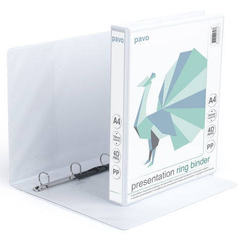 Präsentationsringordner A4 16 mm Kapazität weiß mit Außentaschen