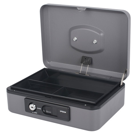 1x Deluxe Geldkassette mit praktischer Öffnungsfunktion 250mm silber