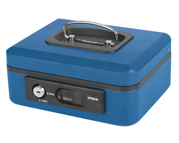 6x Deluxe Geldkassette mit praktischer Öffnungsfunktion 200mm blau