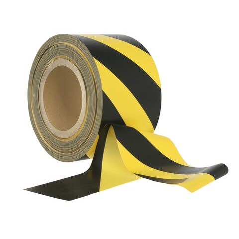 Absperrband schwarzgelb gestreift 75mm breit 500 Meter LDPE
