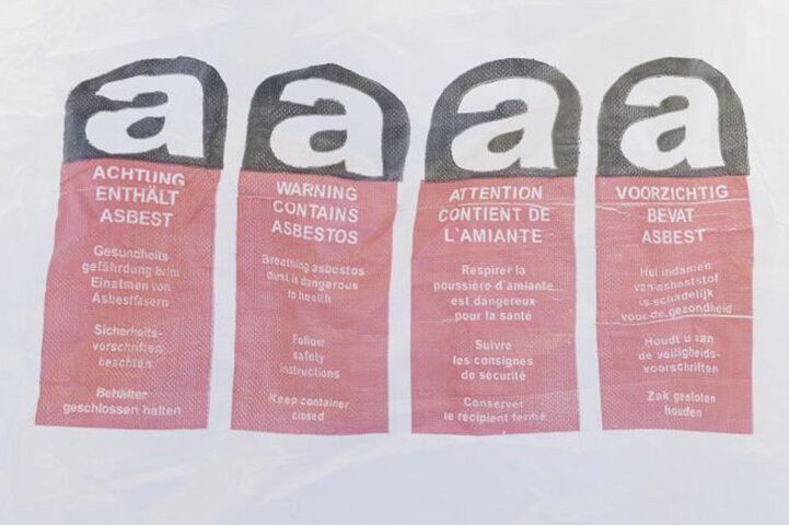 Plattensack 260x125x30cm für Asbestentsorgung mit Asbestsymbol-Druck