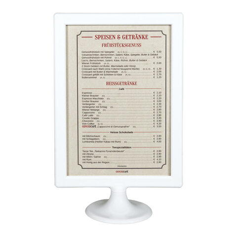 Tischaufsteller aus ABS weiss A5 