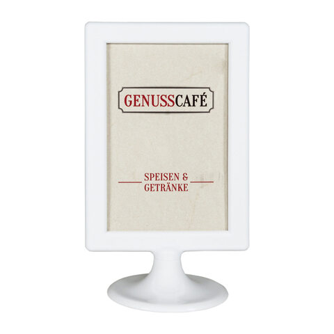 Tischaufsteller aus ABS weiss A6 