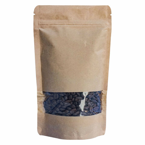 Standbodenbeutel Kraftpapier braun mit Fenster 110x185x65mm 250ml 