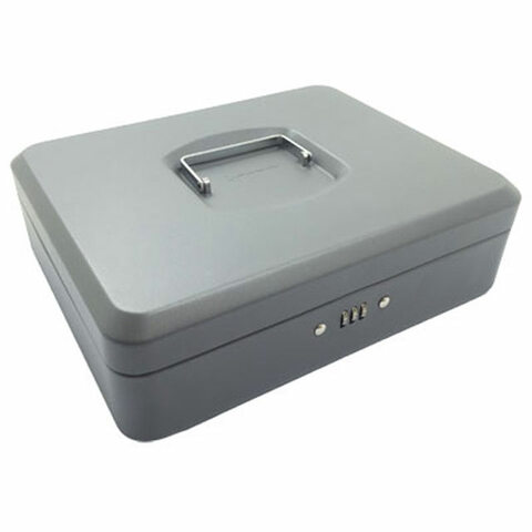 Geldkassette mit Zahlenschloss 300 mm herausnehmbare Münzfächer dunkelgrau