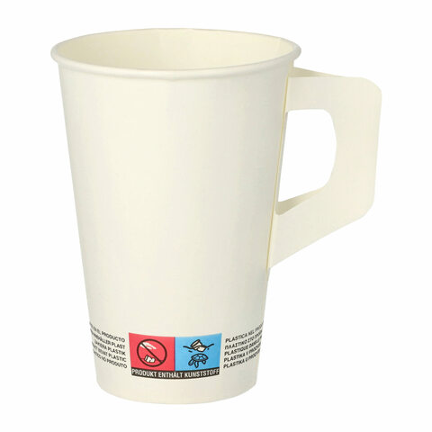 Henkelbecher Kaffeebecher weiß Pappe beschichtet 200 ml 