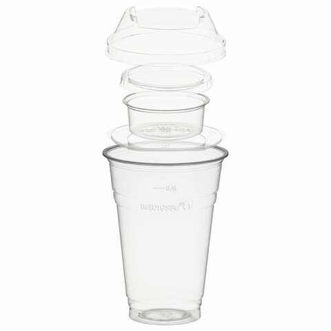 BIO Trinkbecher 400ml+Domdeckel+Einsatzbecher stapelbar Biokunststoff 