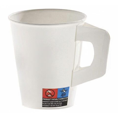 Henkelbecher Kaffeebecher weiß Pappe beschichtet 180 ml 