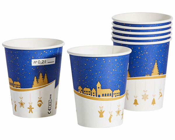 Heißgetränkebecher Winterlandschaft mit Trinkdeckel Eichstrich 200 ml 