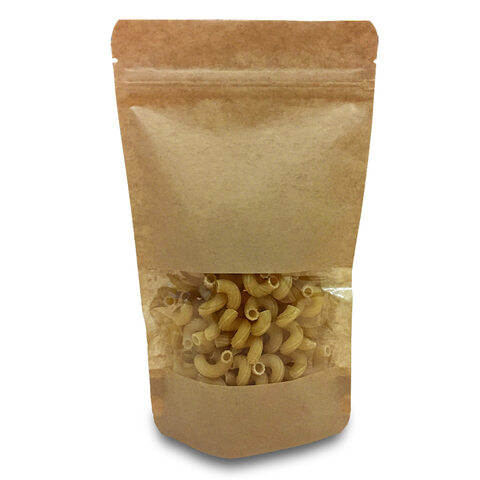 Standbodenbeutel Kraftpapier braun mit Fenster 85x145x50mm 100ml 