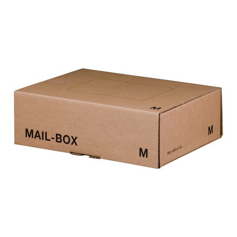 Versandkarton 331x241x104mm MAILBOX M mit Steckverschluss wiederverschließbar braun